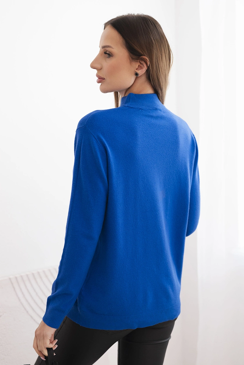Kesi Włoski Women&#039;s Plus Size sweater made of viscose with a turtleneck cobalt blue