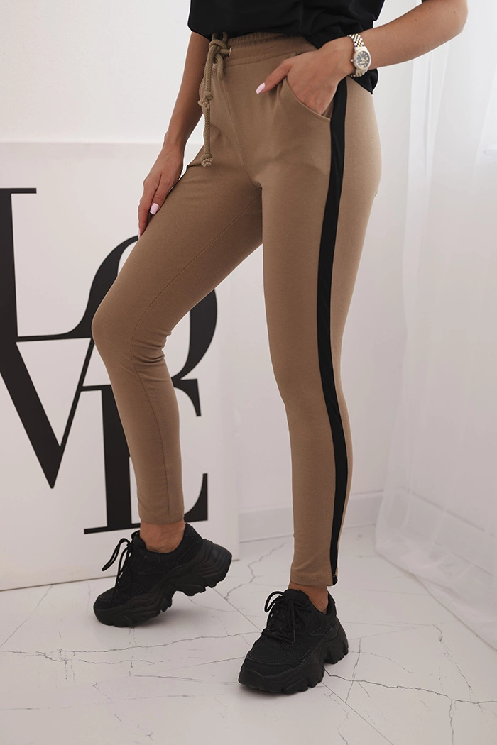 Kesi Women's cotton set with a top and leggings with a stripe black