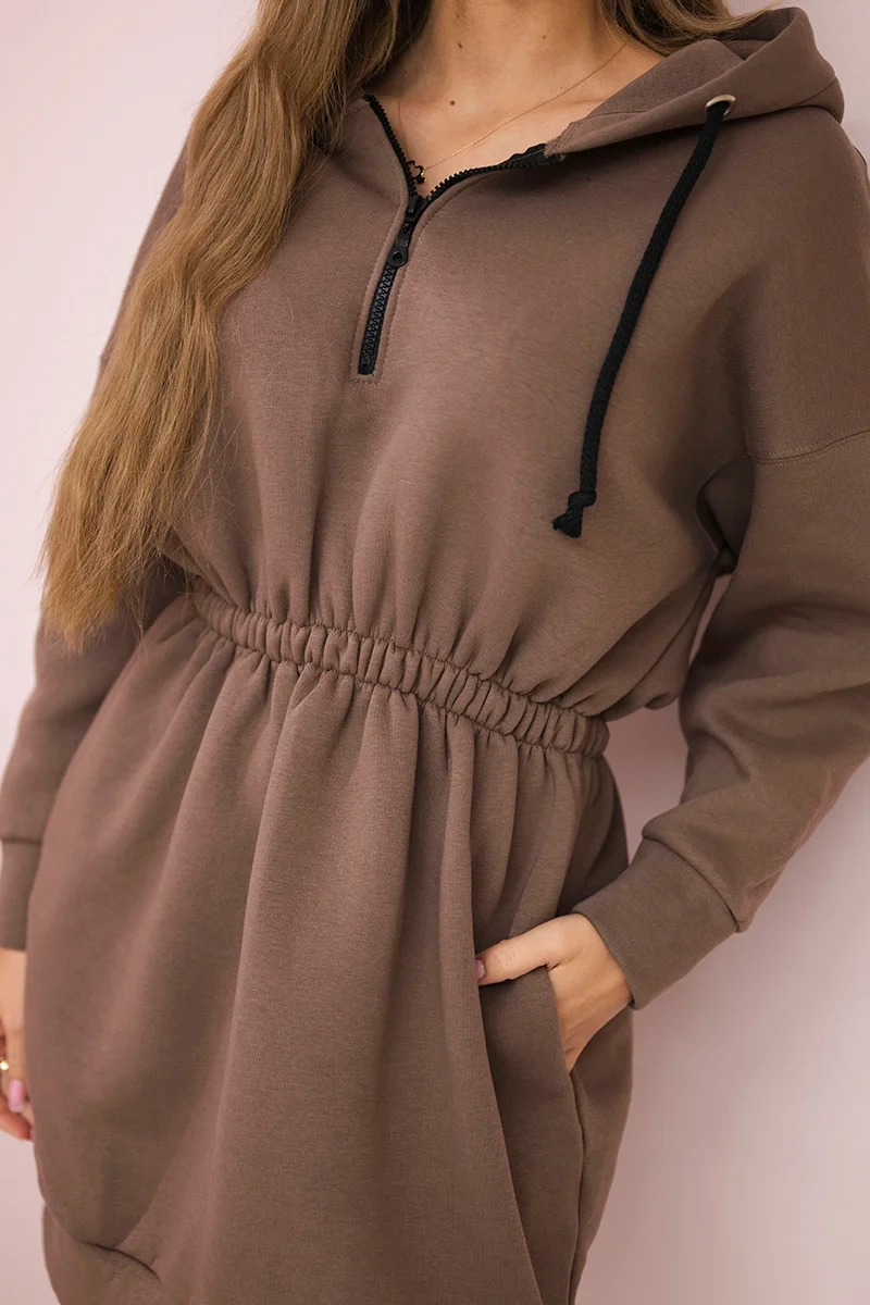 Insulated mocha hooded dress