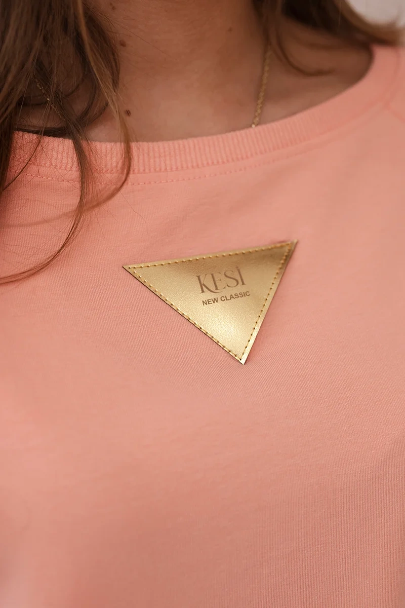 Cotton blouse with ruffles on the shoulders apricot