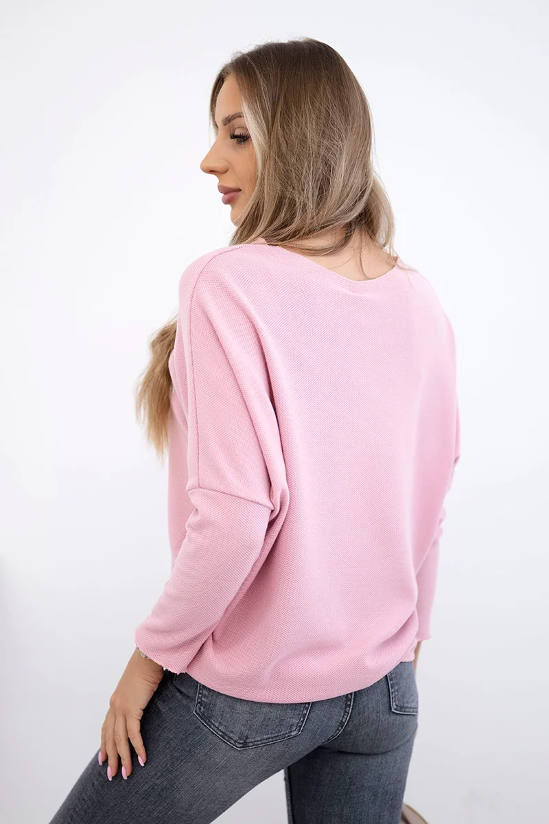 Kesi Włoski Blouse with the inscription Fantastic powder pink