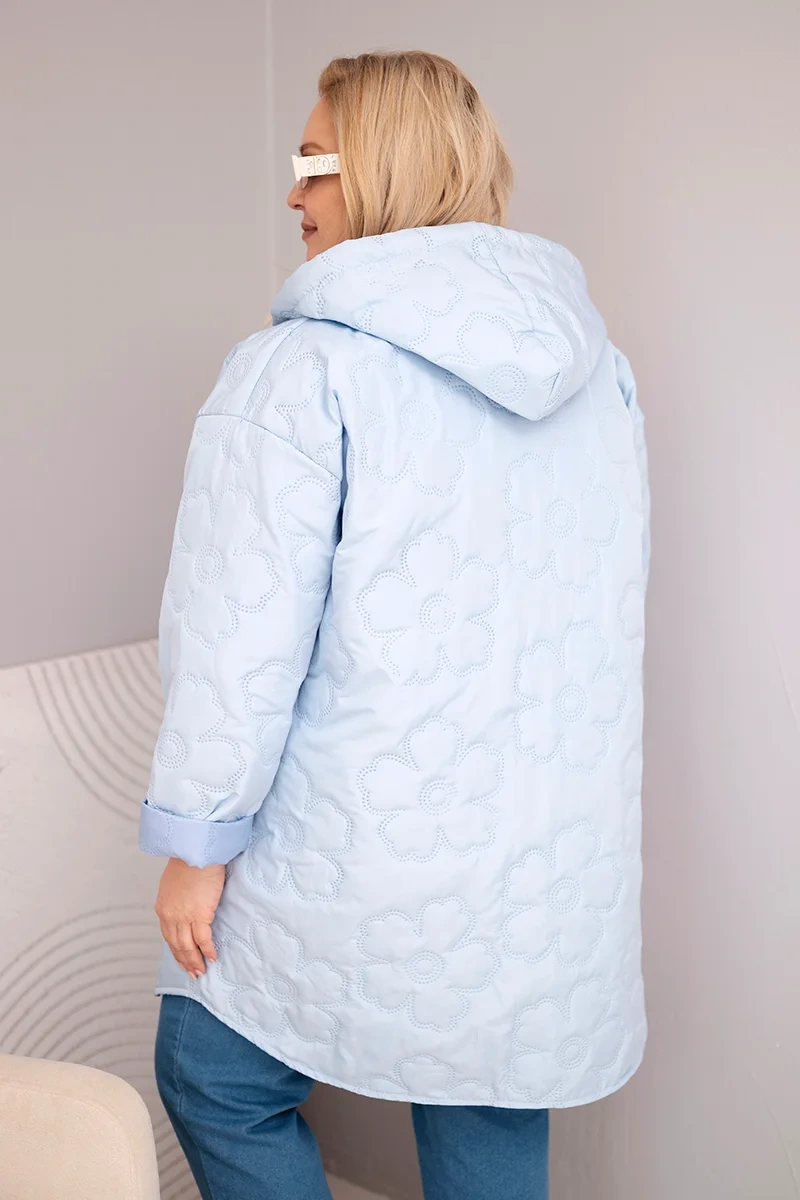 Kesi Plus Size prešívaná bunda s kapucňou HOPE modrá