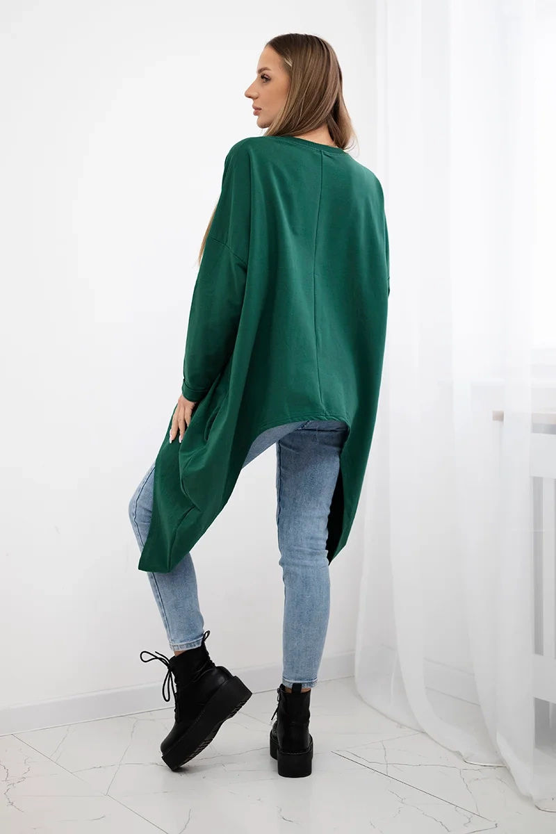 Oversize print blouse dark green
