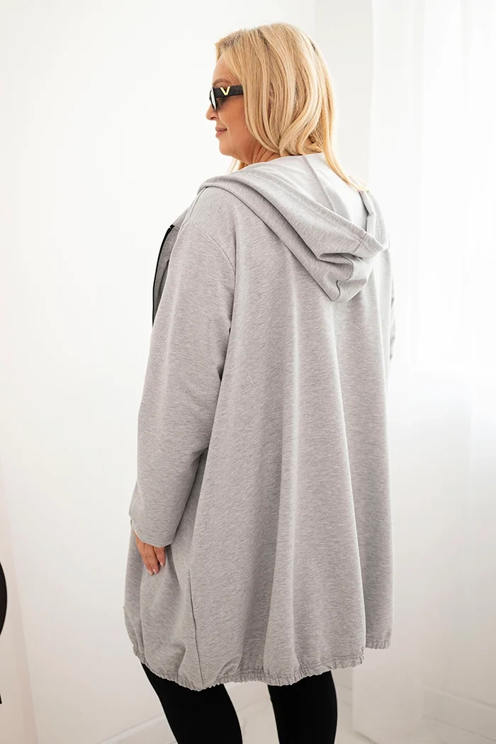 Kesi Women's Plus Size cotton hoodie with a zipper gray