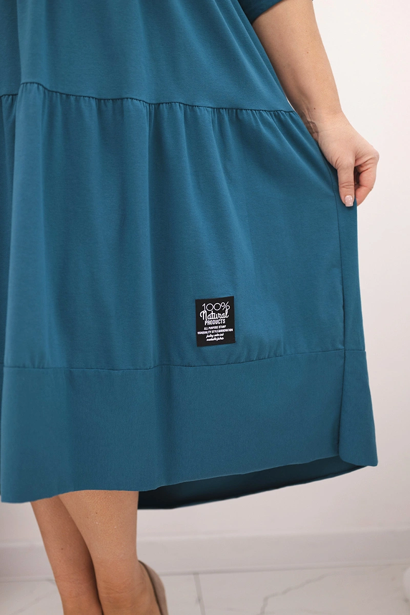 Kesi Włoski Dámska bavlnená sukňa Plus Size s volánmi a podhnutým rukávom morská