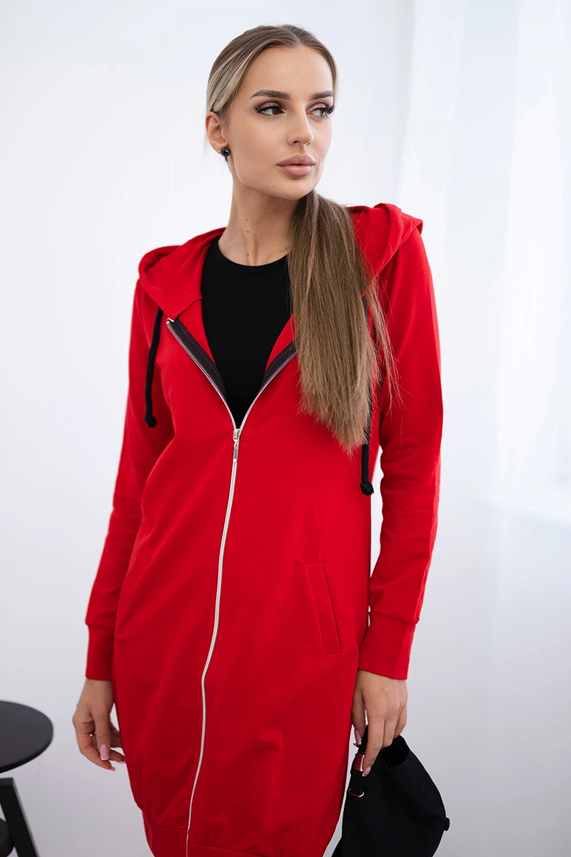 Women's long hoodie Kesi - red