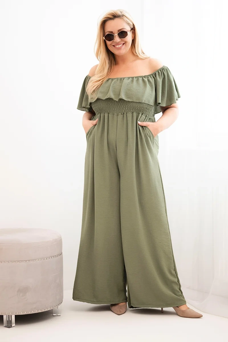 Plus size overal Kesi Włoski s volánom