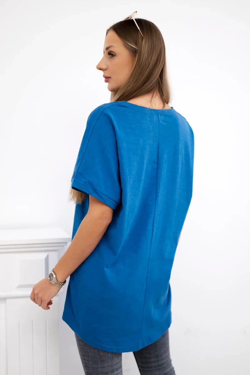 Cotton blouse with pocket jeans