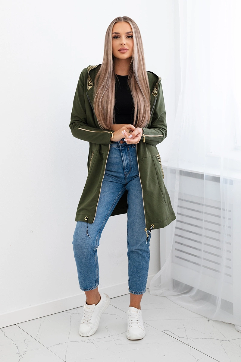 Sweatshirt with decorative khaki tape