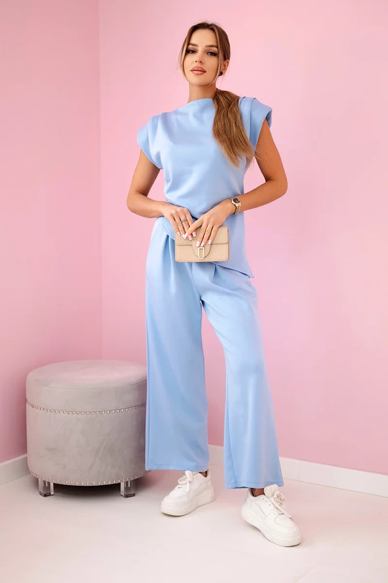Kesi Włoski Set asymmetrical blouse + pants blue