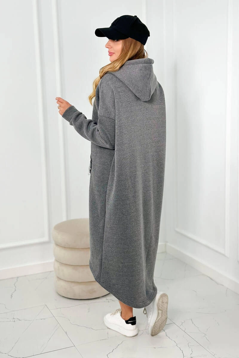 Insulated dress with a hood made of graphite