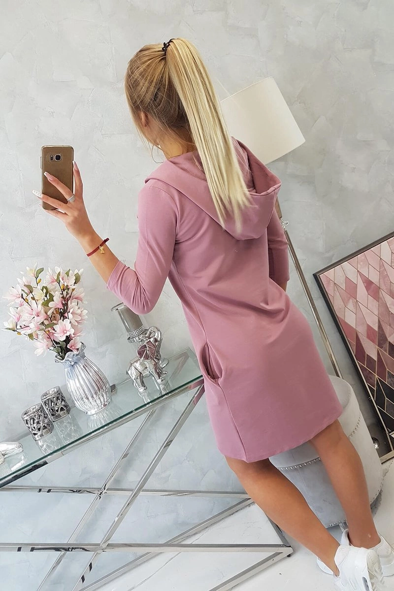 Dress with hood and pockets navy pink