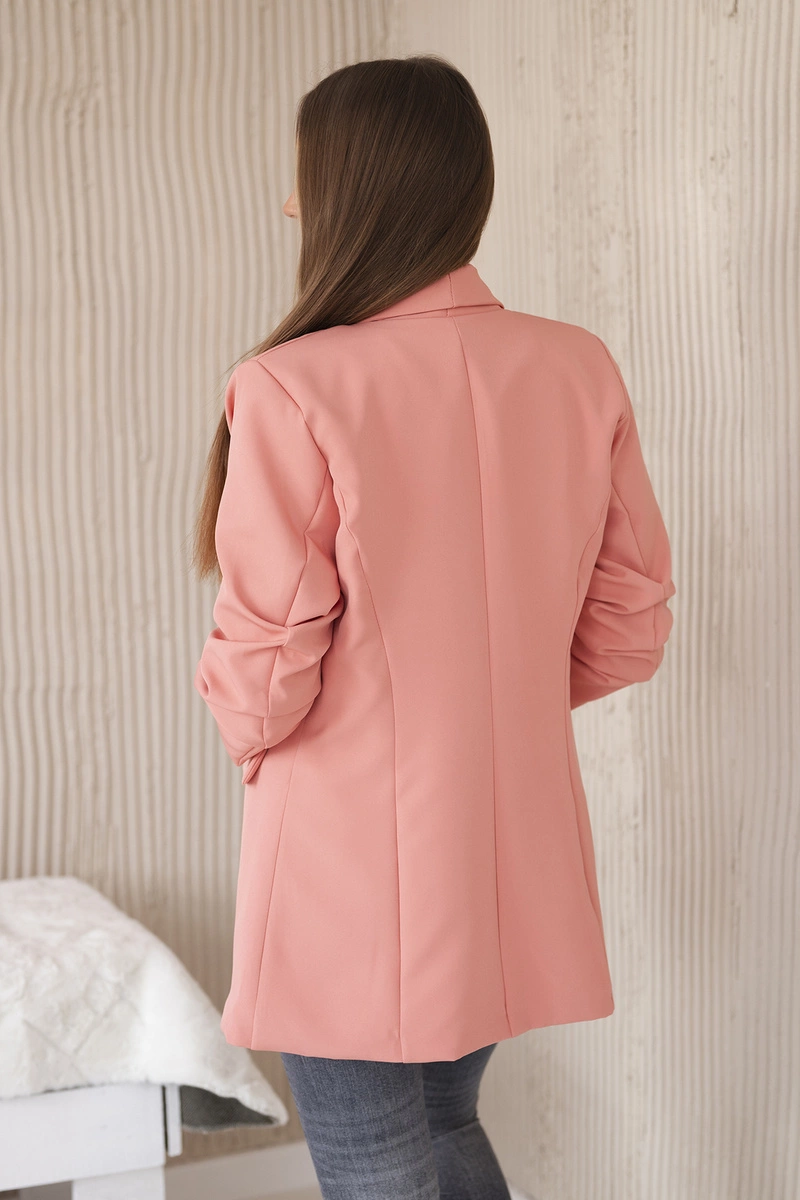 Elegant dark apricot lapel-lapel blazer