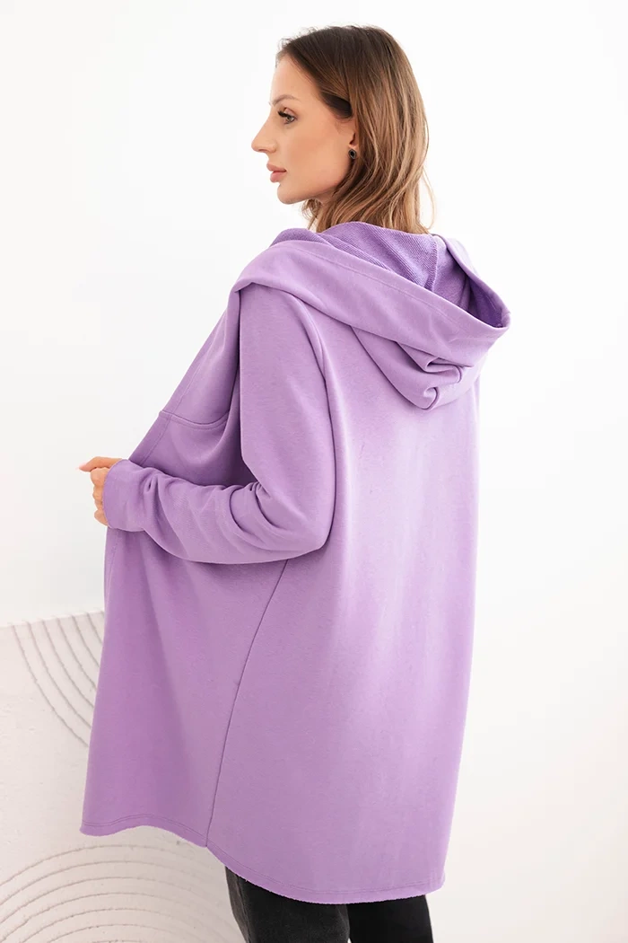Kesi Women's cotton hoodie with an elongated front purple