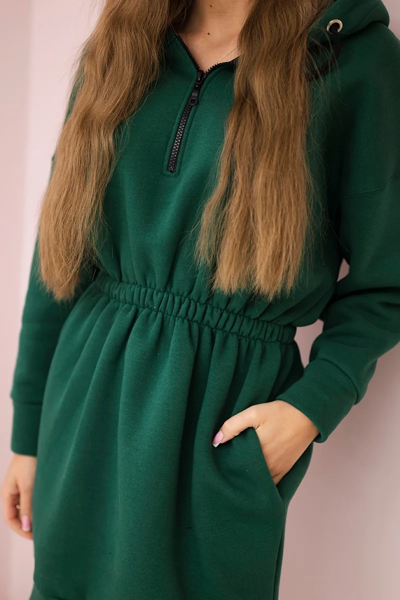 Insulated dress with hood dark green