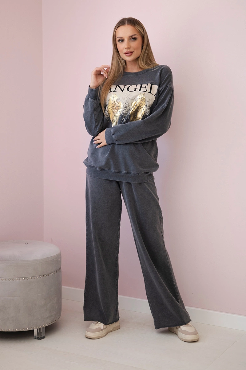 Kesi Włoski Cotton set Angel sweatshirt + pants Graphite