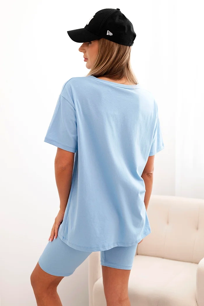 Kesi Włoski Women&#039;s cotton set with short sleeves and shorts blue