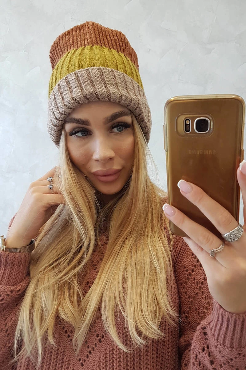Kesi Cap with fleece Bojana K265 beige+kiwi+camel