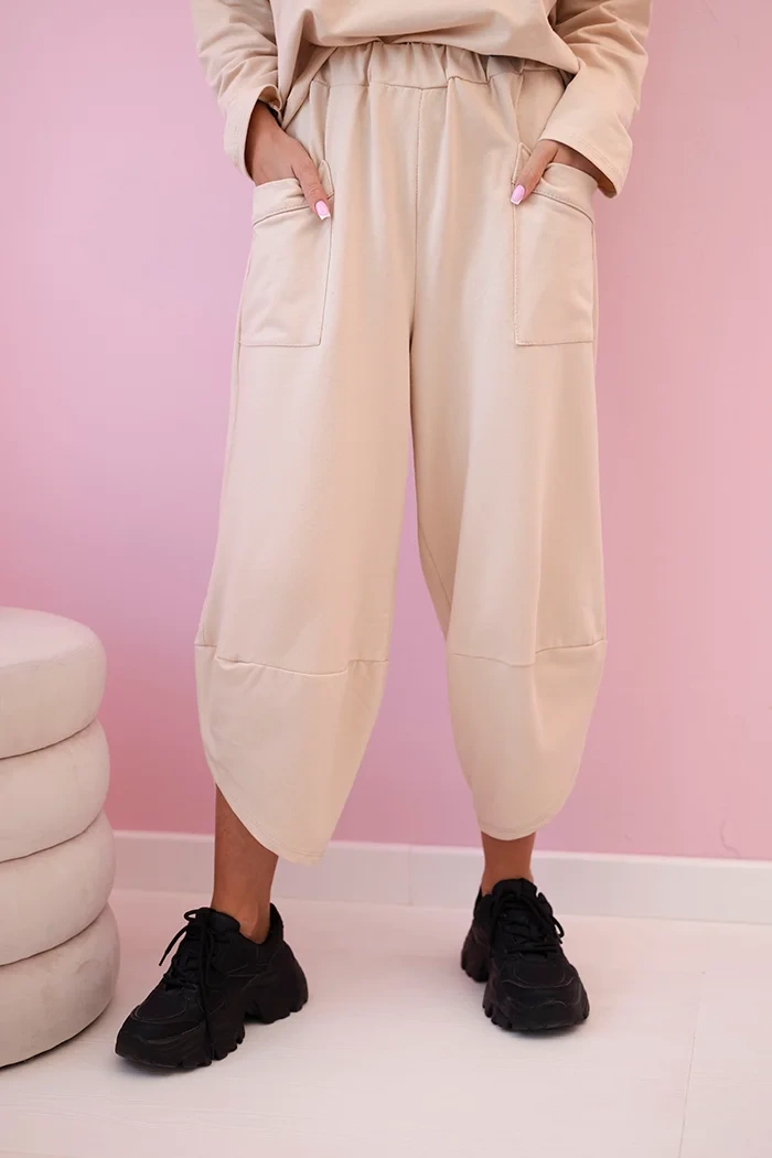 Kesi Włoski Cotton sweatshirt pants set dark beige