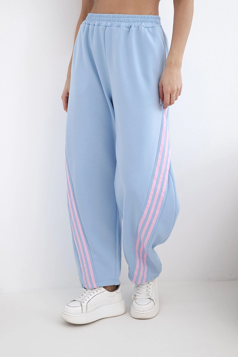 Дамски вискозен панталон Kesi със странична ивица, син