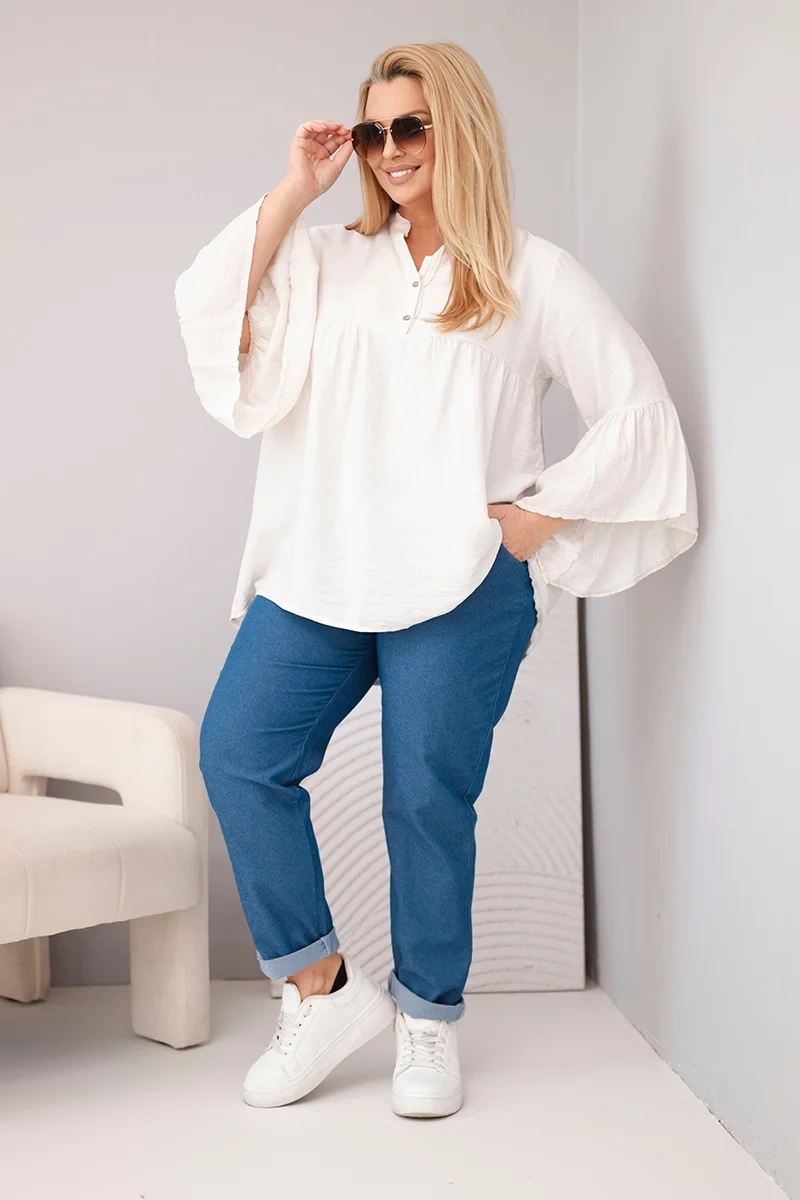 Plus Size dámska blúzka Kesi s volánovými rukávmi