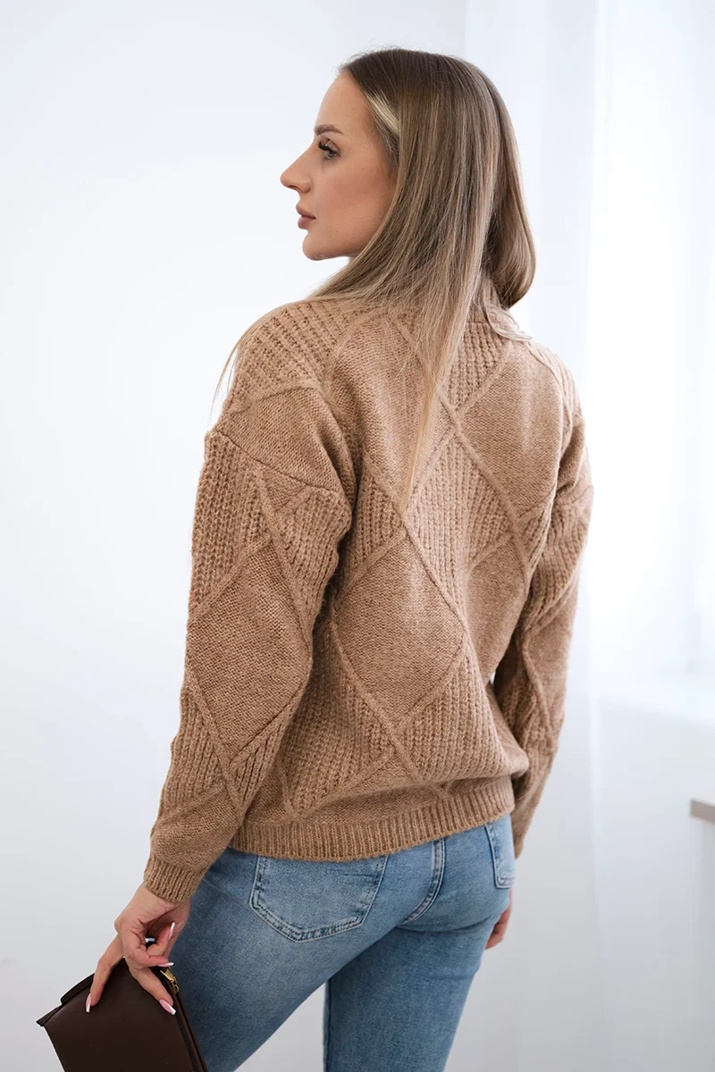 Sweater over the head made of Camel diamonds
