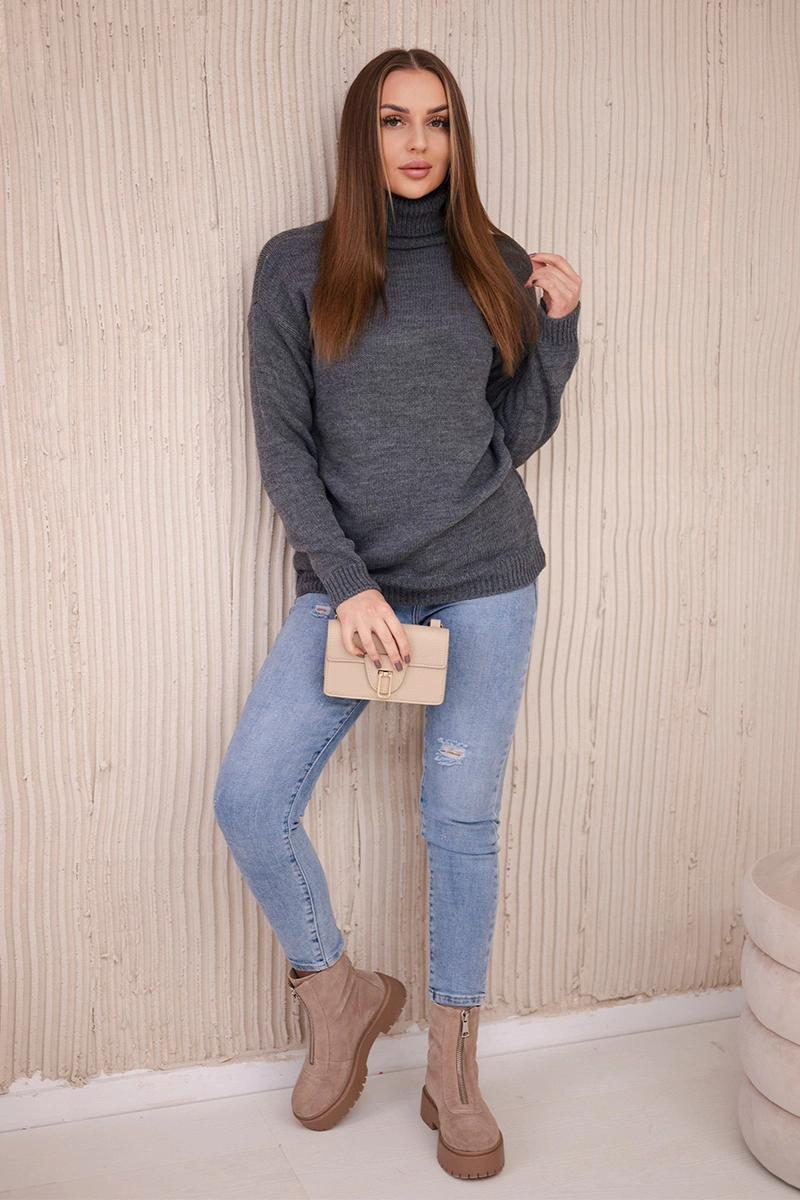 Turtleneck sweater dark gray