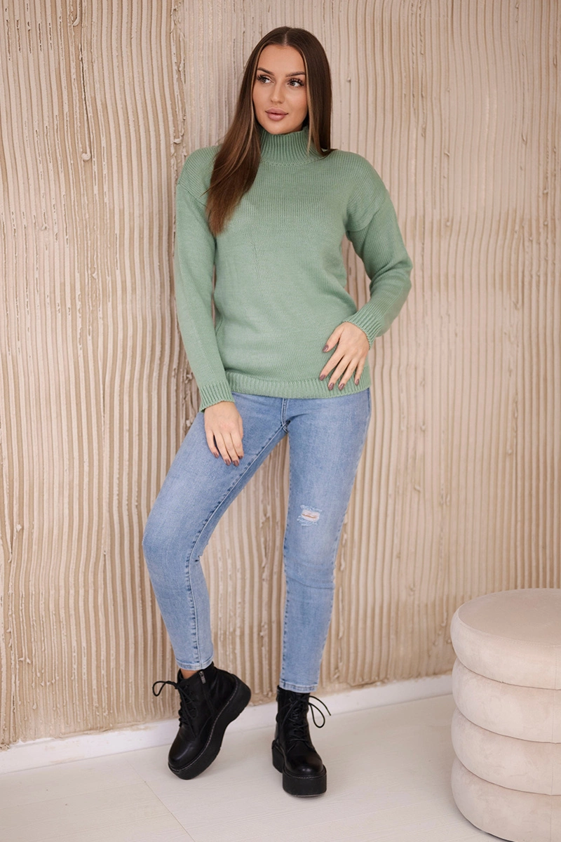 High neckline sweater dark mint