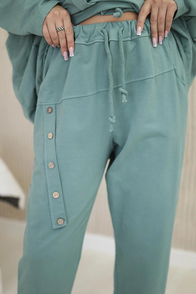 Kesi Włoski Oversize cotton set sweatshirt + pants dark mint