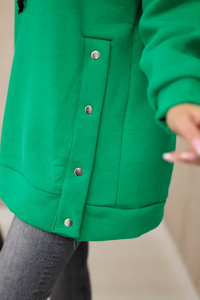 marka niezdefiniowana Insulated sweatshirt with press studs light green