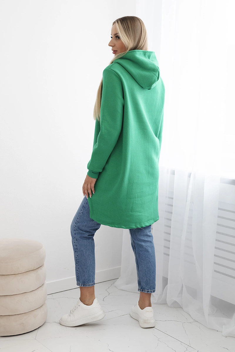 Insulated sweatshirt with a longer back part light green