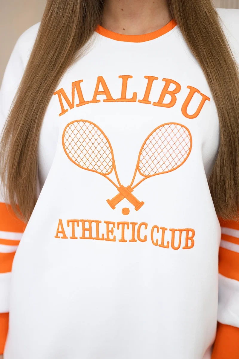 Malibu insulated sweatshirt white + orange