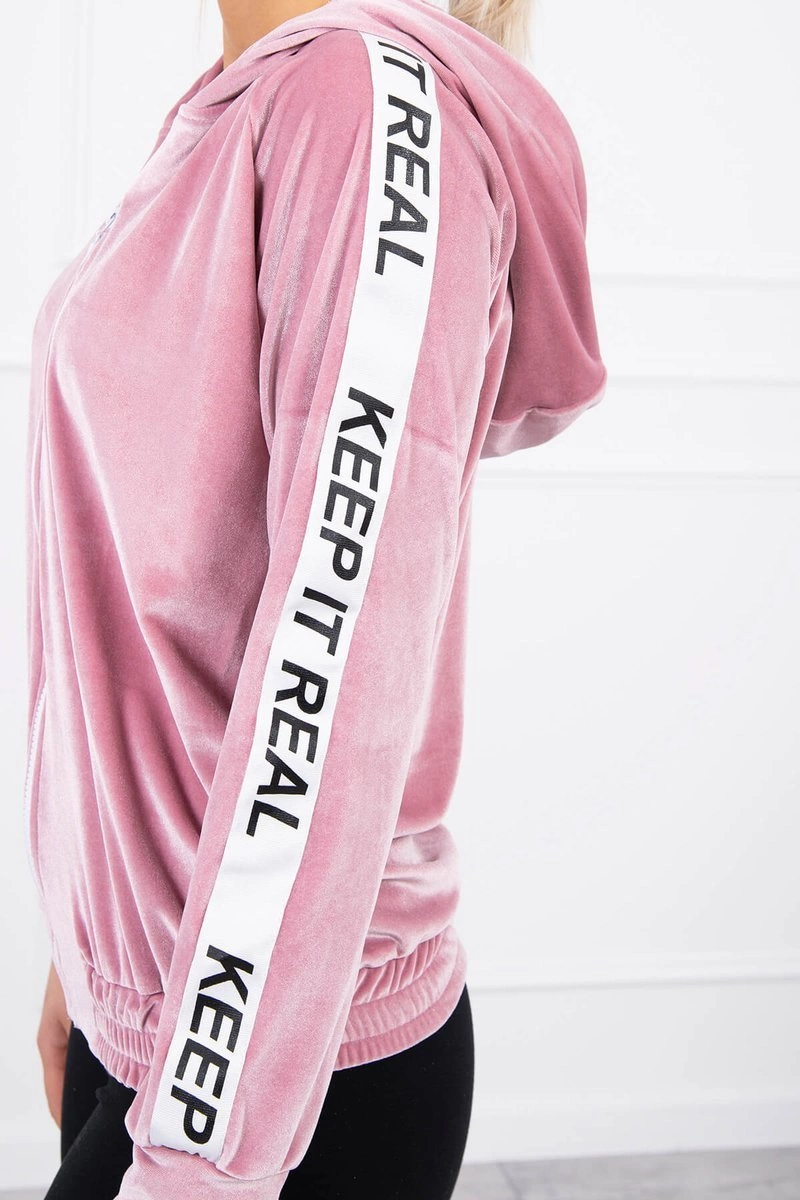 Kesi Velor sweatshirt with a hood powdered pink