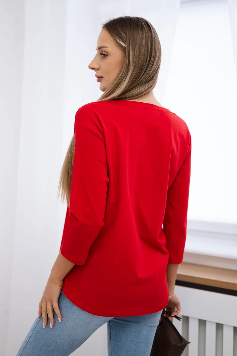 Blouse with flamingo graphics 3D red