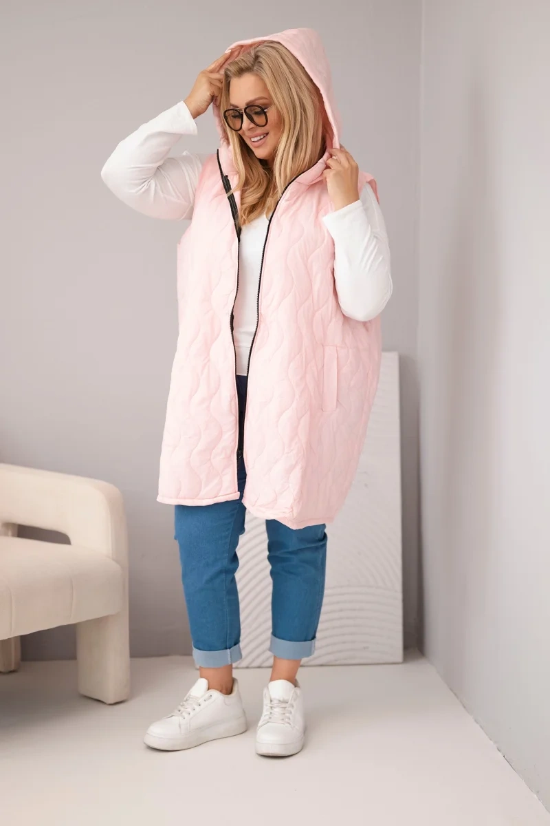 Kesi Dámska plus size prešívaná vesta s kapucňou