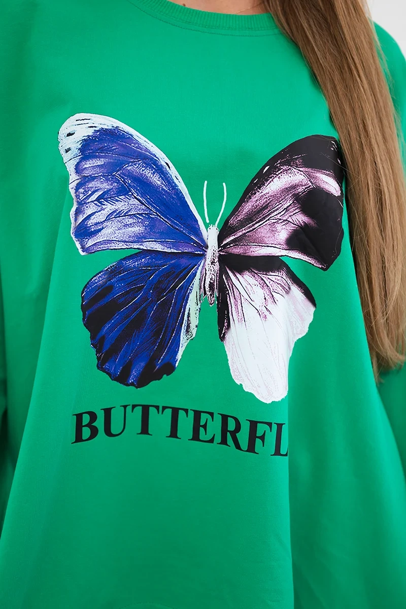 Oversize print blouse light green