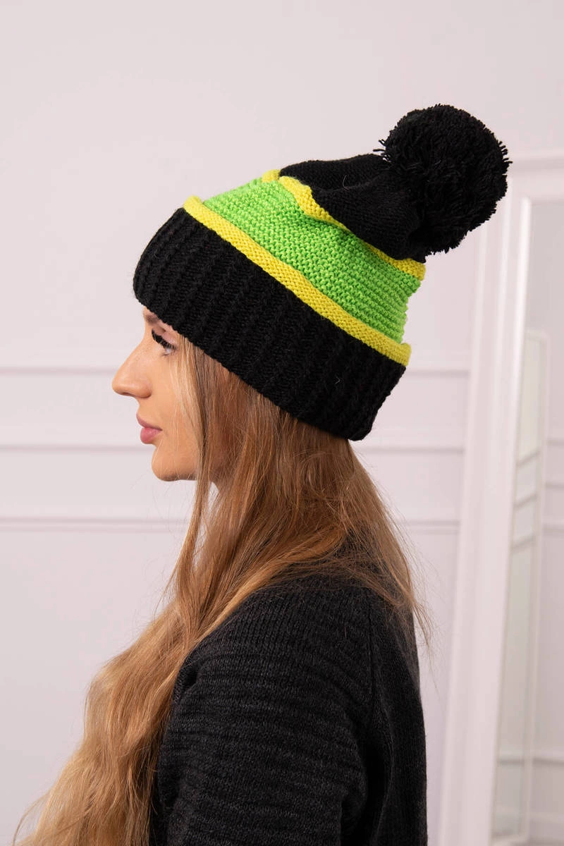 marka niezdefiniowana Women&#039;s cap Kinga K297 black + kiwi + neon green