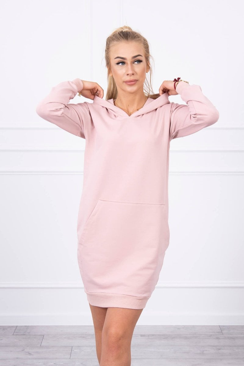 Dark powder pink dress with a hood