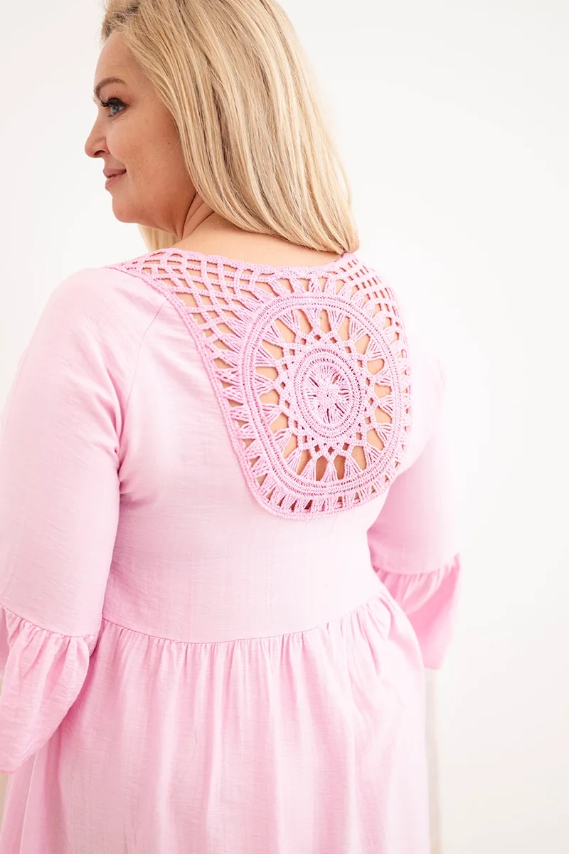 Dámske plus size viskózové šaty s otvoreným vzorom