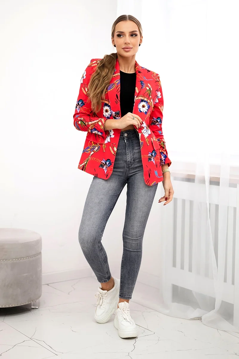 Turecki Cotton jacket with a colorful print raspberry