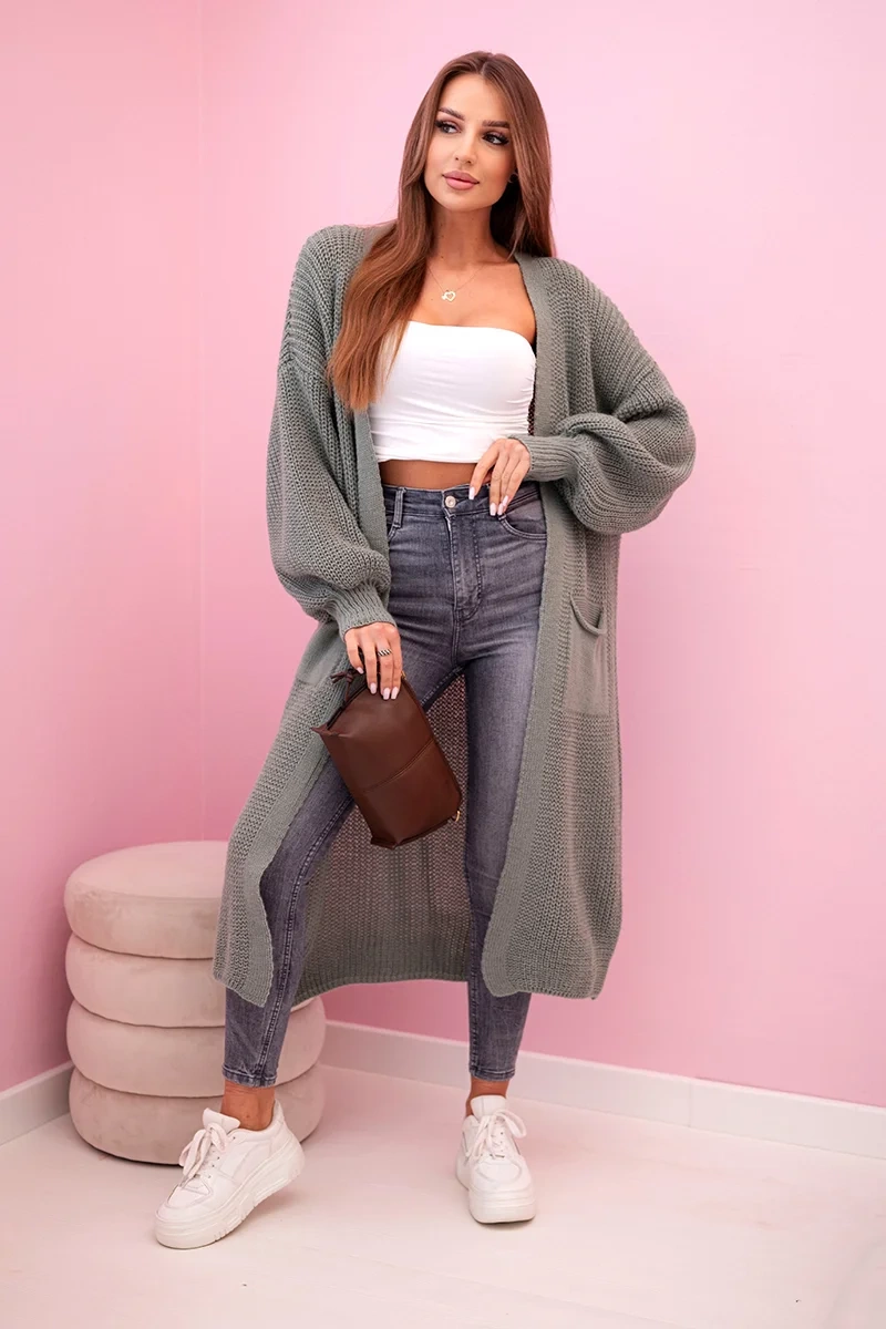Kesi Włoski Sweater long cardigan dark mint