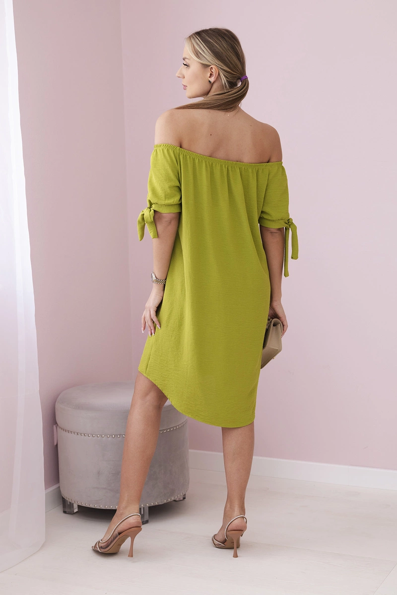 Women's dress with ties on the sleeves - kiwi