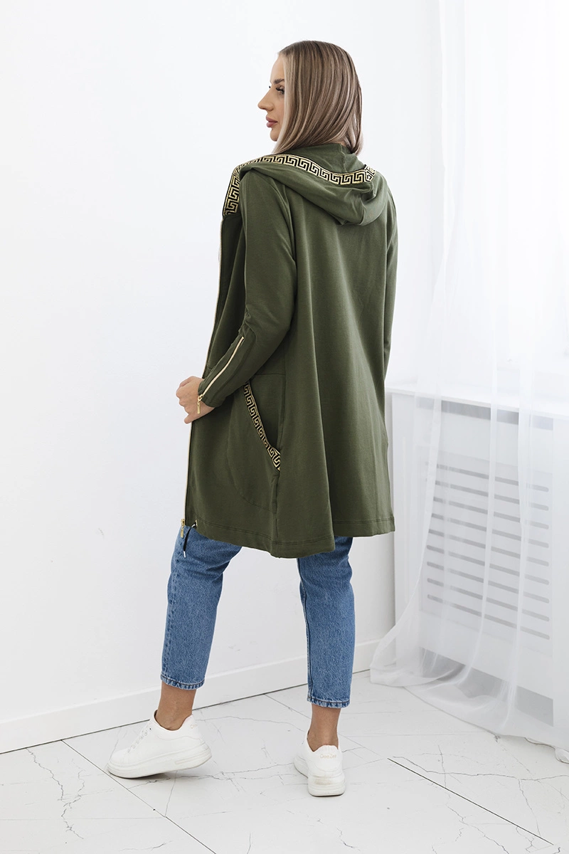 Sweatshirt with decorative khaki tape