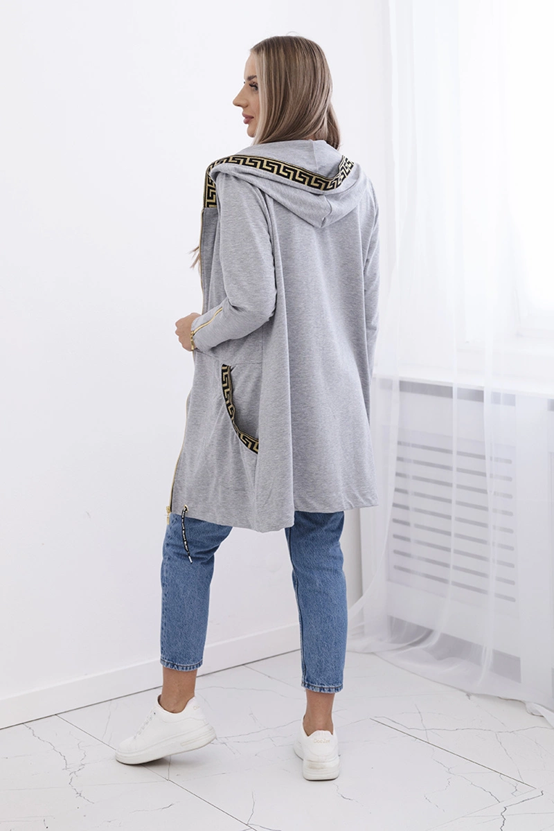 Sweatshirt with decorative belt in gray color