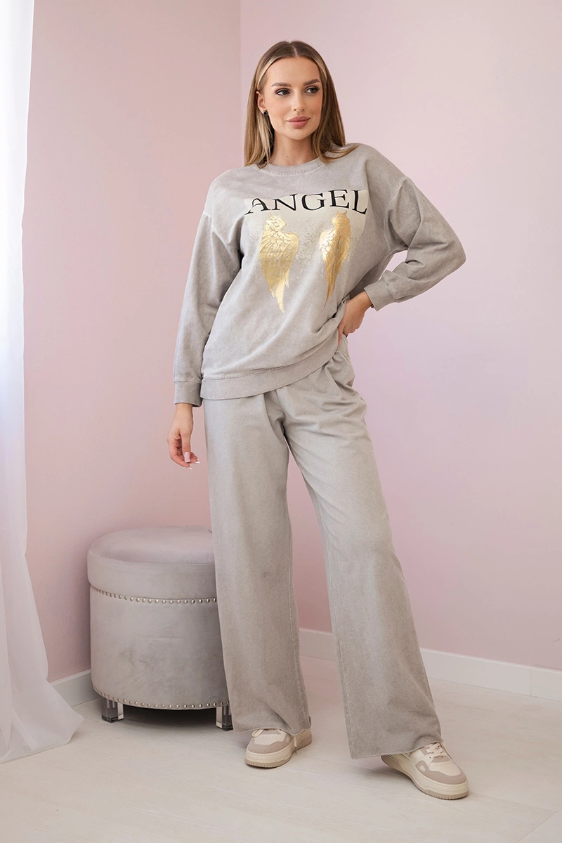 Kesi Włoski Cotton set Angel sweatshirt + pants beige