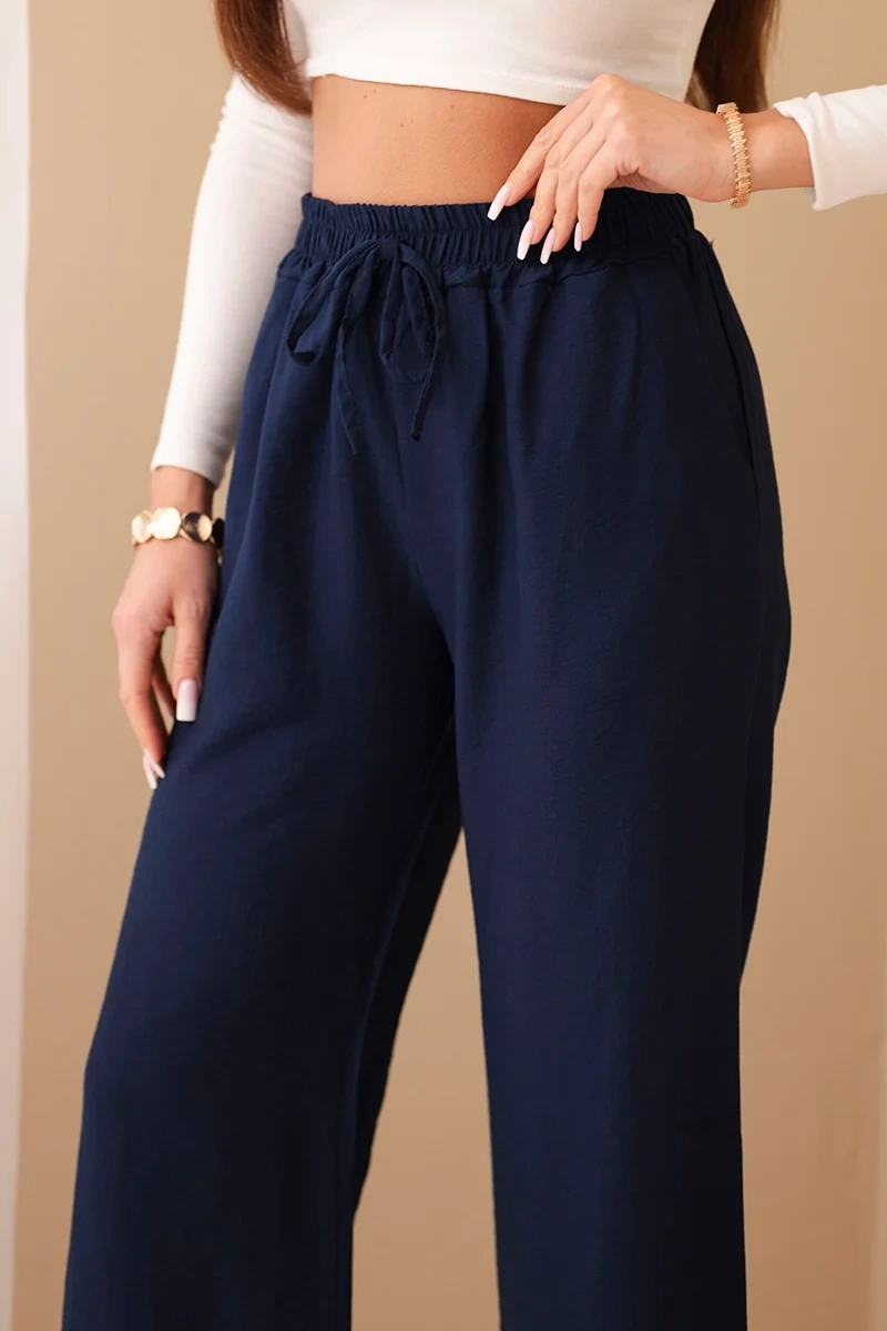 Wide viscose trousers Navy blue