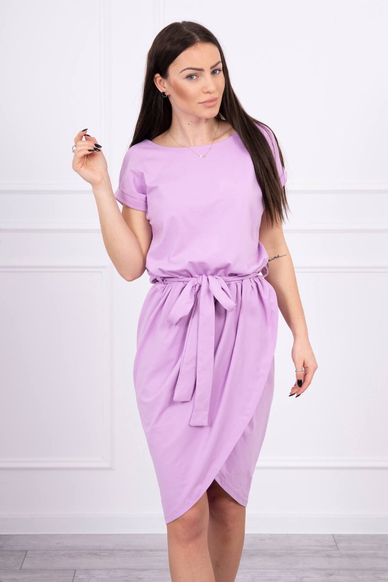 Tied dress with a clutch bottom in purple color