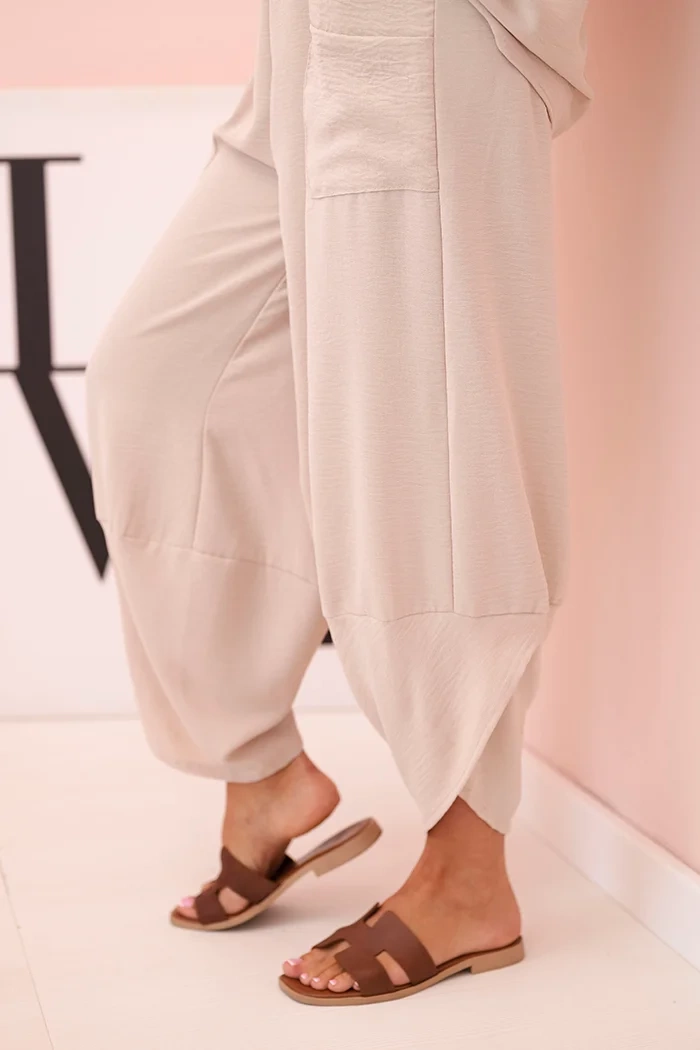 Kesi Włoski Viscose blouse + pants set dark beige