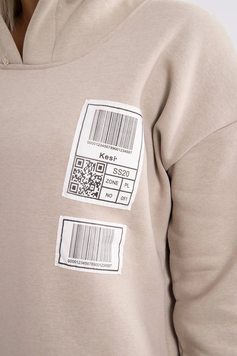 Kesi Hooded sweatshirt with patches beige