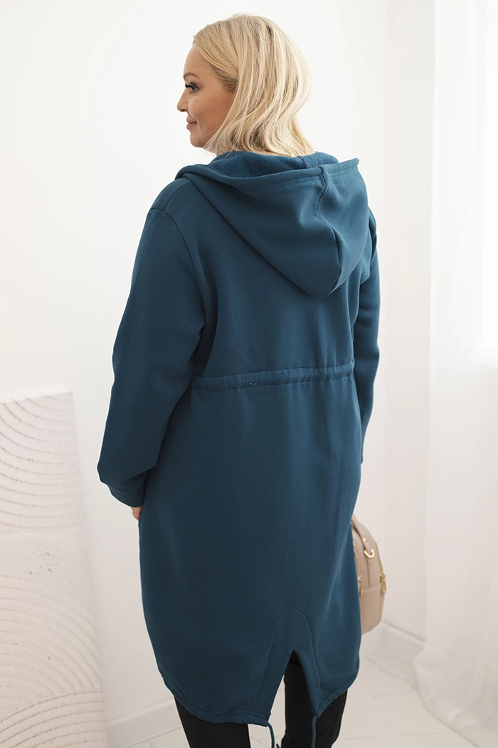 Kesi Women's insulated Plus Size hoodie with a V-neck brown